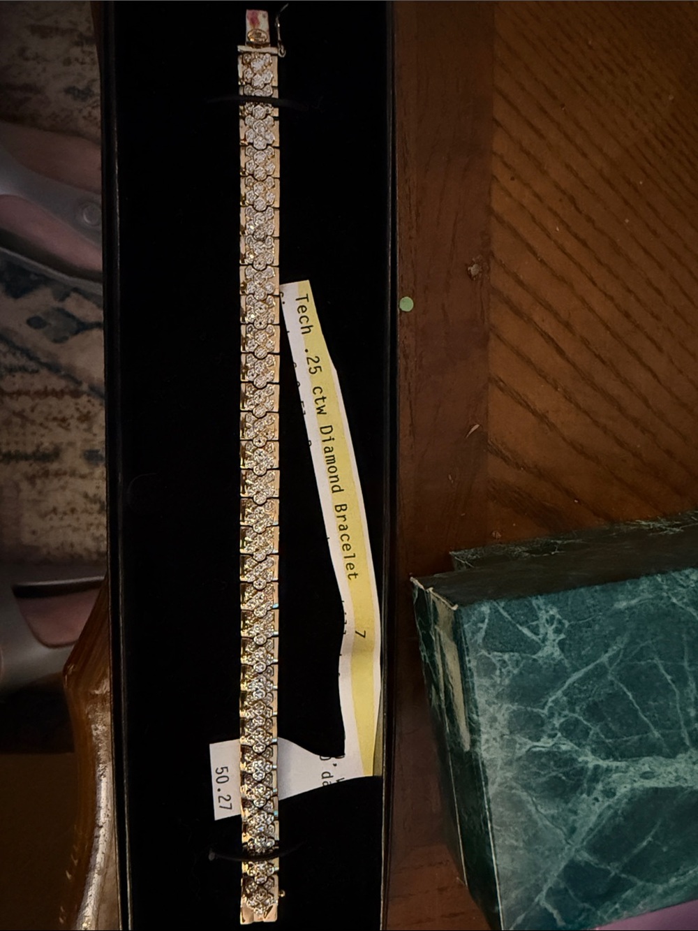 Technibond Gold and Clear Crystal Link Bracelet Watch
